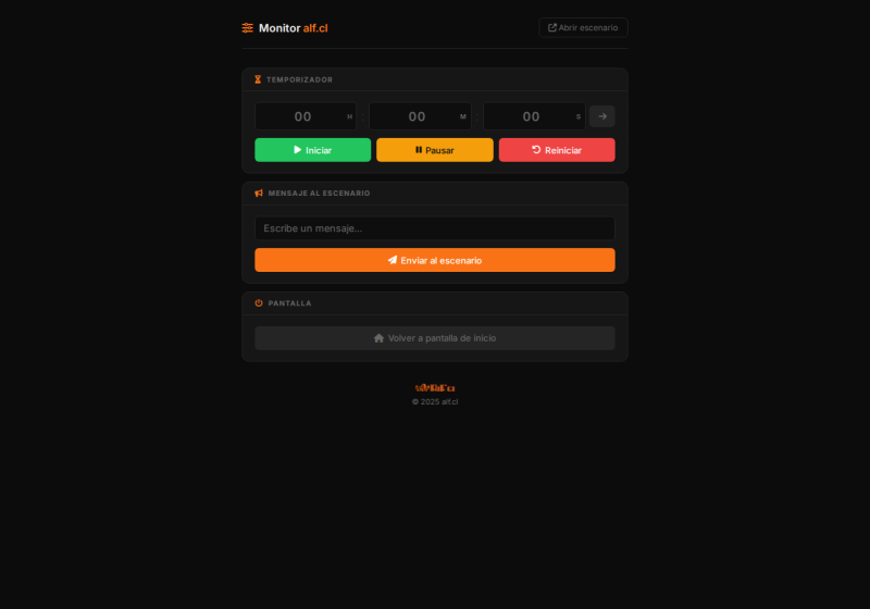 Monitor para eventos: controla temporizadores y mensajes desde el navegador